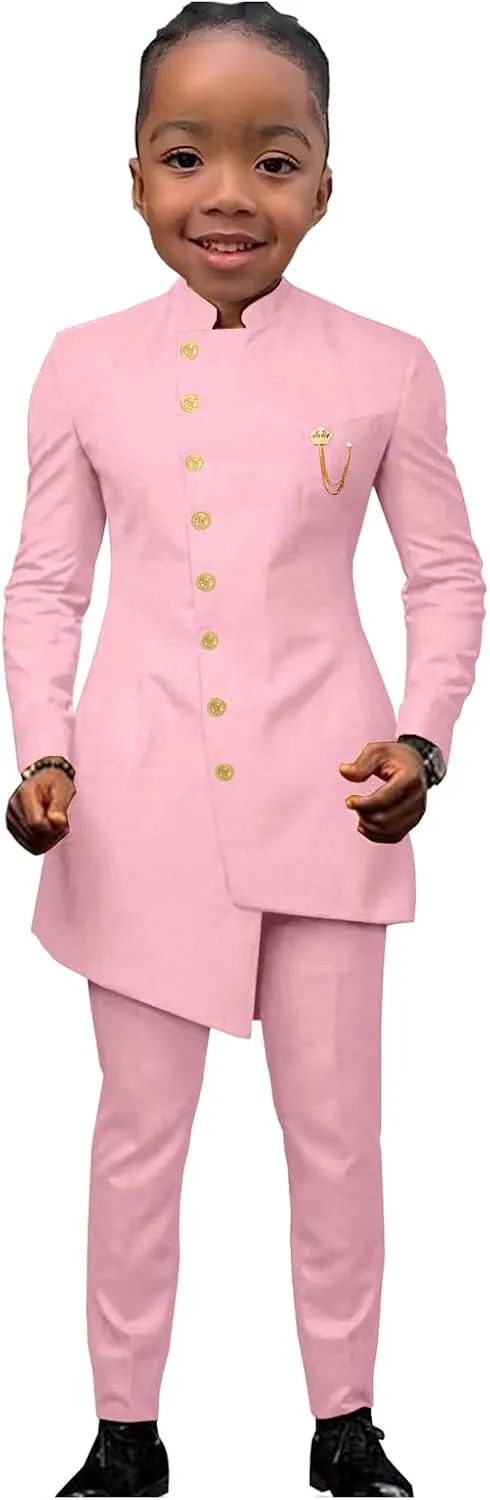 2 Piece African Boys Formal Suits Kids Tuxedo Wedding Dinner Party Performance Jacket Pants for Boys