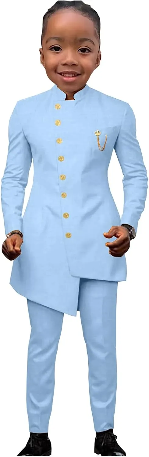 2 Piece African Boys Formal Suits Kids Tuxedo Wedding Dinner Party Performance Jacket Pants for Boys