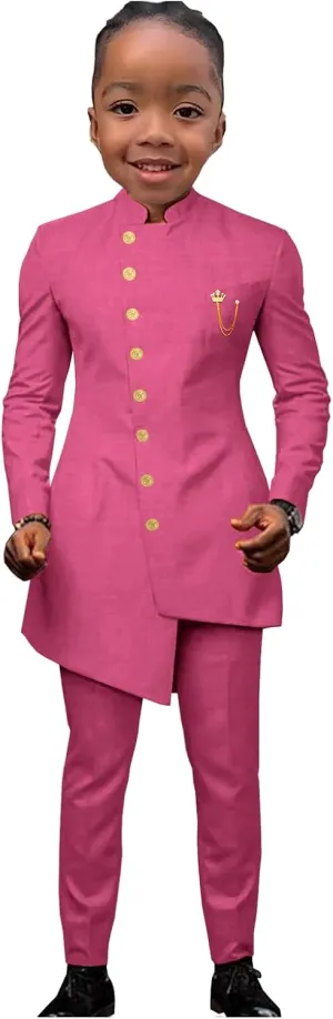 2 Piece African Boys Formal Suits Kids Tuxedo Wedding Dinner Party Performance Jacket Pants for Boys