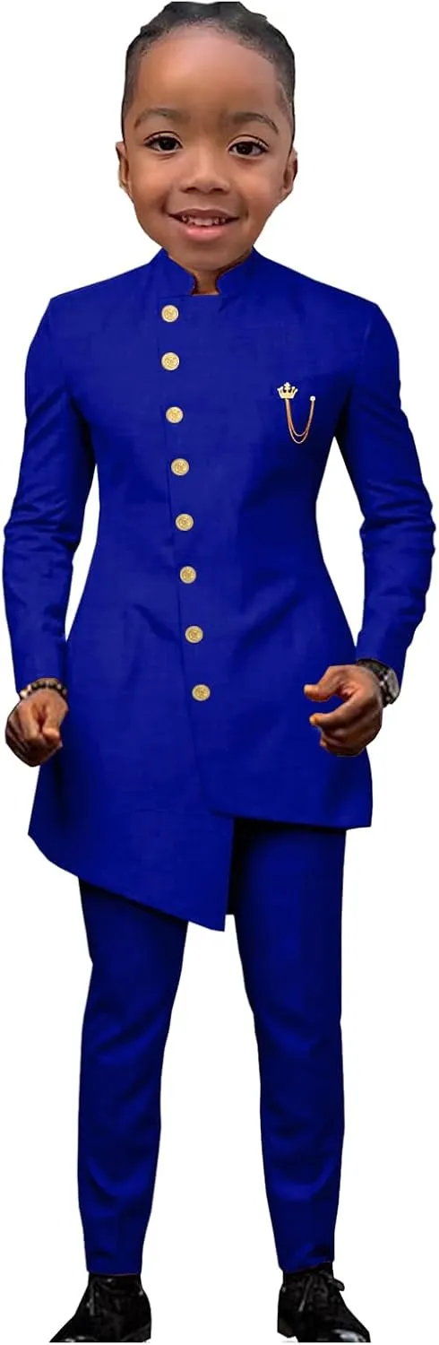 2 Piece African Boys Formal Suits Kids Tuxedo Wedding Dinner Party Performance Jacket Pants for Boys