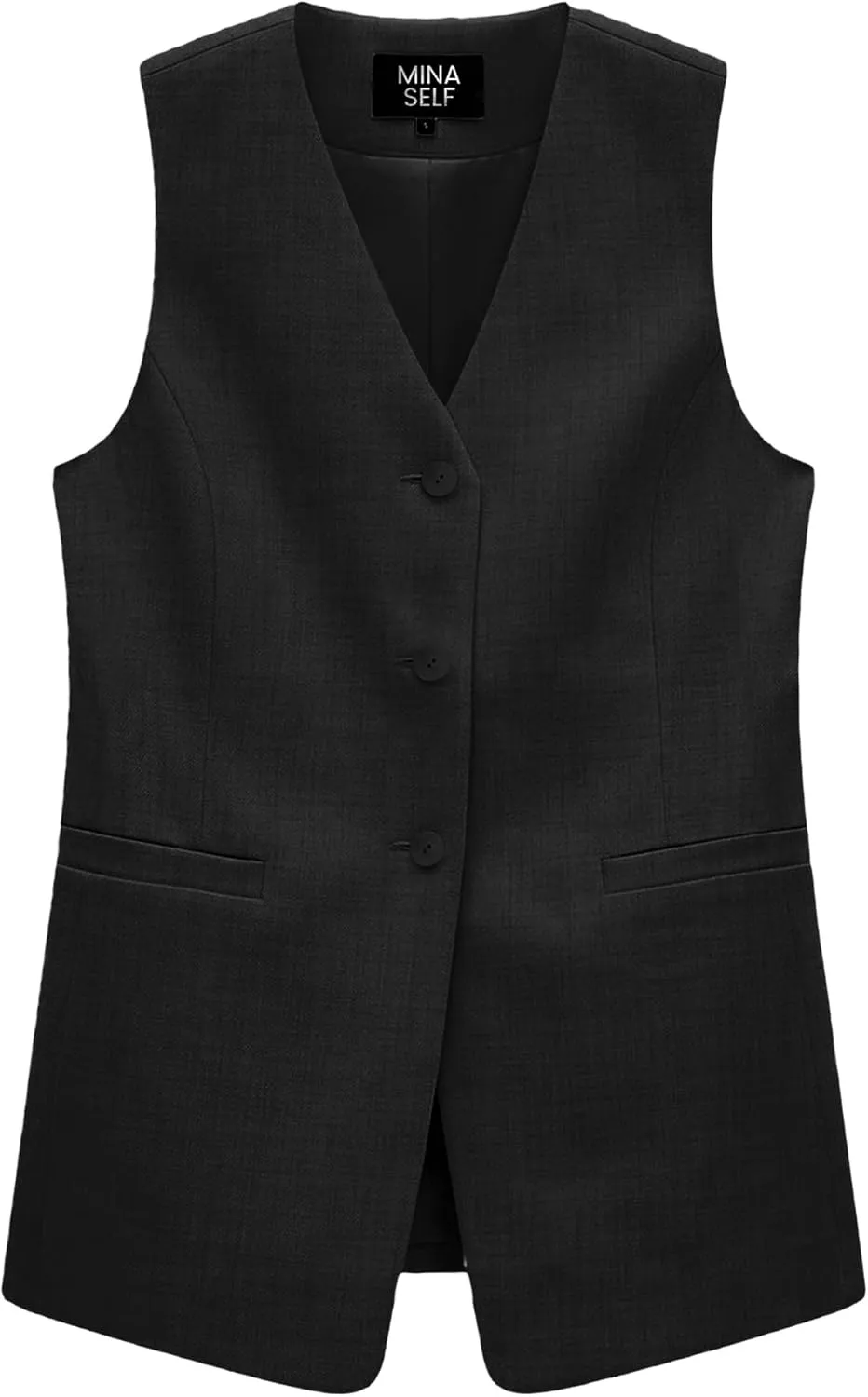 2025 Women's Summer Linen Vest Blazer Long Y2K Lightweight Fully-Lined V-Neck Fashion Casual Jackets Tops Pockets