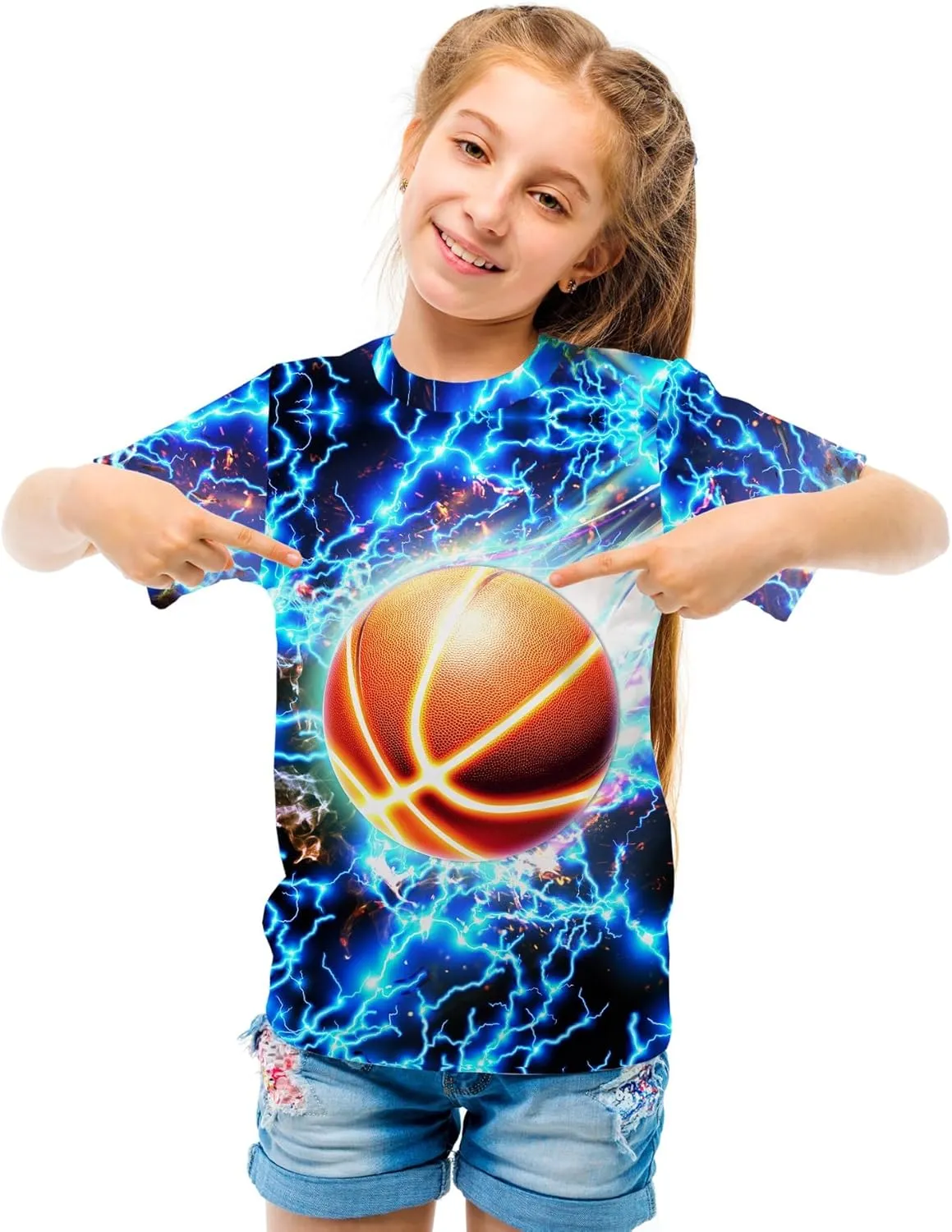 3D Graphic Kids T Shirt, Unisex Creative Print Crewneck Shirts, Boys Girls Short Sleeve Tees for 6-16 Years Teens