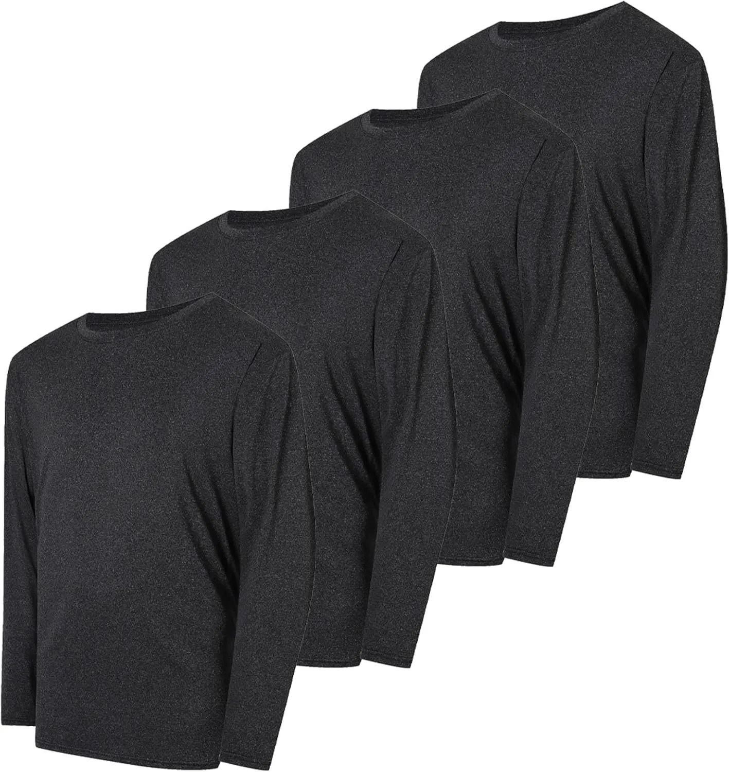 4 Pack Boys&Girls Athletic Quick Dry Long Sleeve Kids Performance Activewear T-Shirt for Youth