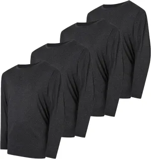4 Pack Boys&Girls Athletic Quick Dry Long Sleeve Kids Performance Activewear T-Shirt for Youth