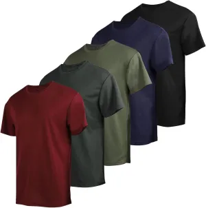 5 Pack Mens Workout T Shirts Running Athletic Quick Dry Short Sleeve Crew Neck Polyester Summer Performance Tee