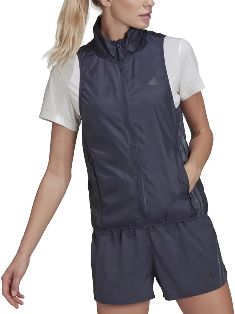 adidas Women's Run Icon 3-Stripes Running Wind Vest, Shadow Navy