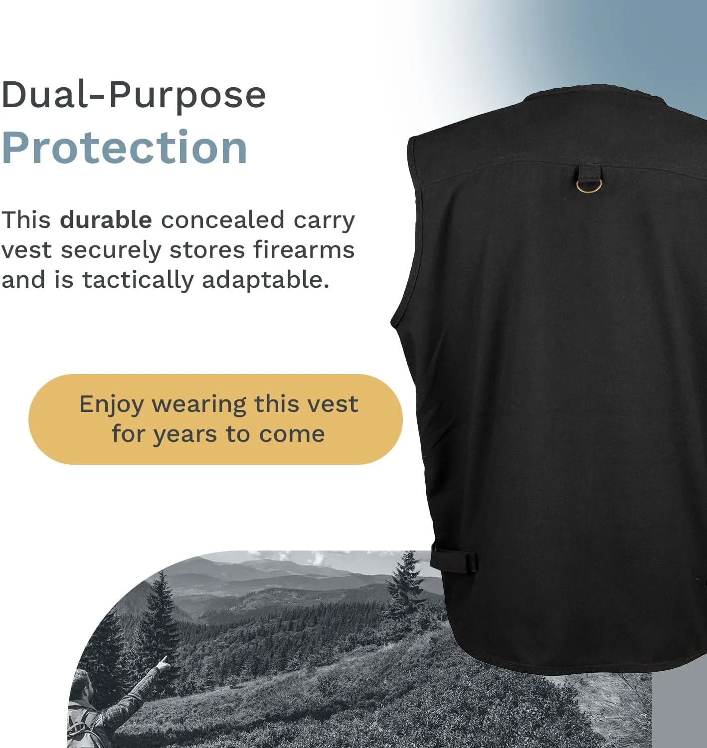Adult Conceal & Carry Tactical Vest, Strong & Durable V-Neck Vest