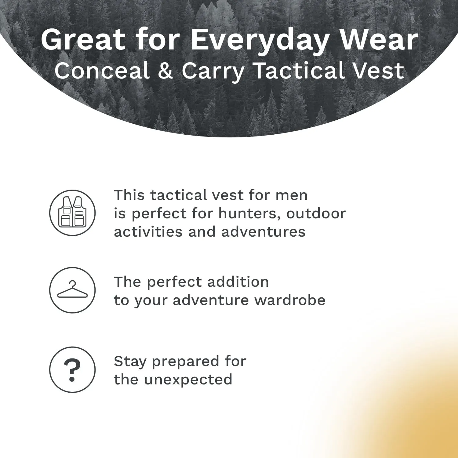 Adult Conceal & Carry Tactical Vest, Strong & Durable V-Neck Vest