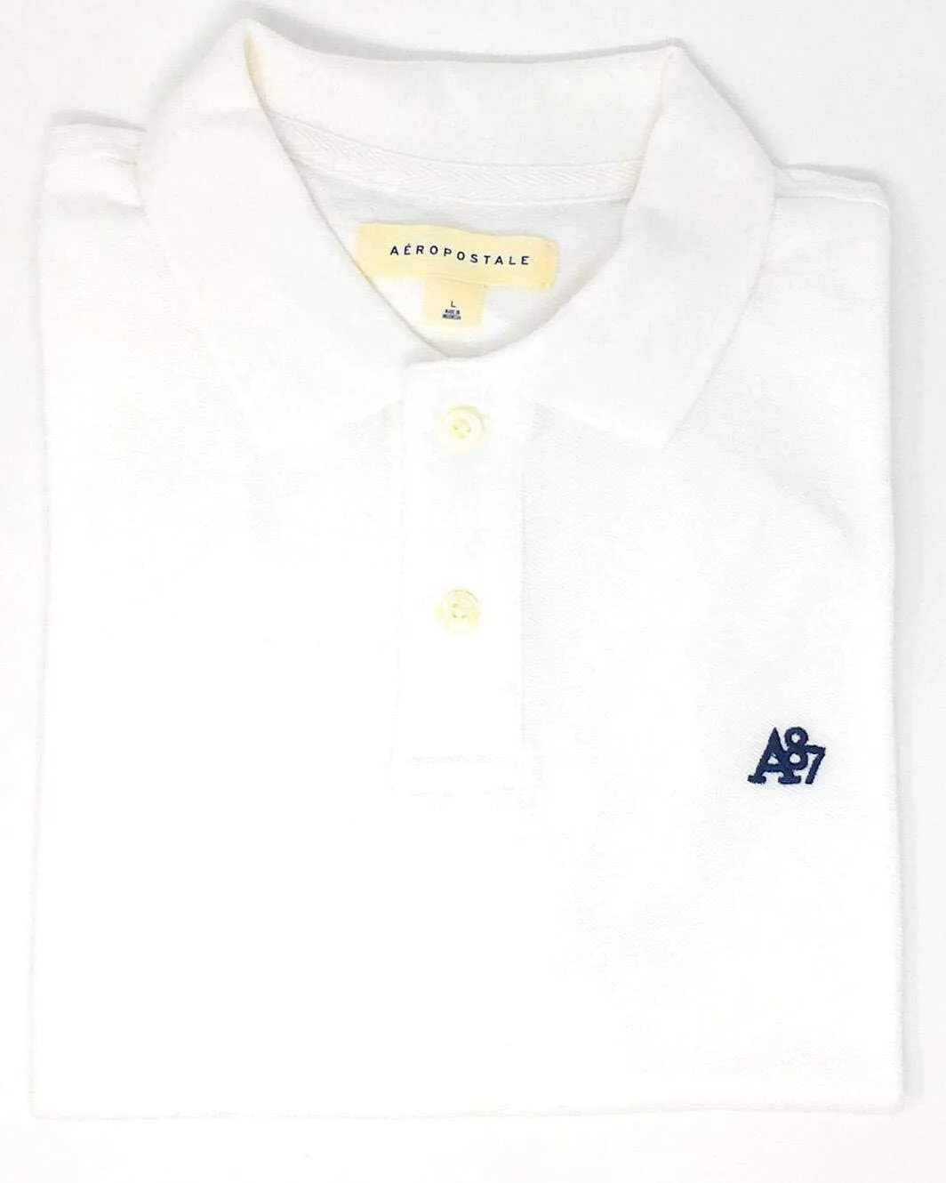 AEROPOSTALE Men's Solid Uniform Logo Rugby Polo Shirt