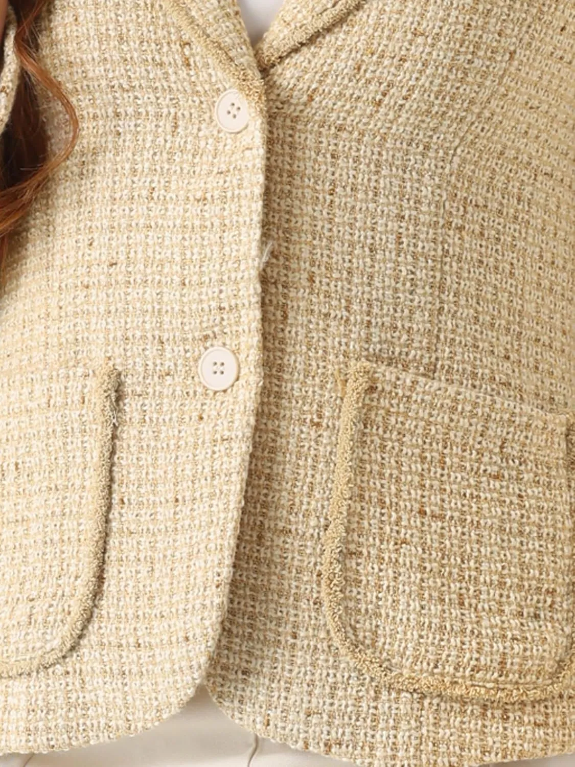Allegra K Tweed Blazer for Women's Notch Lapel Long Sleeve 2024 Fall Elegant Business Casual Jacket