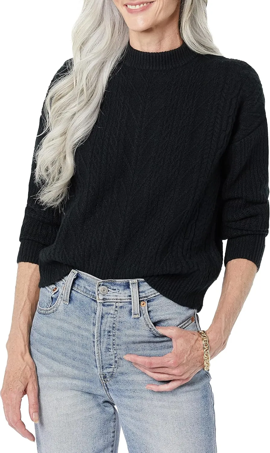 Amazon Essentials Women's Cable Knit Sweater, Soft-Touch Modern Crewneck, Plus Size Available