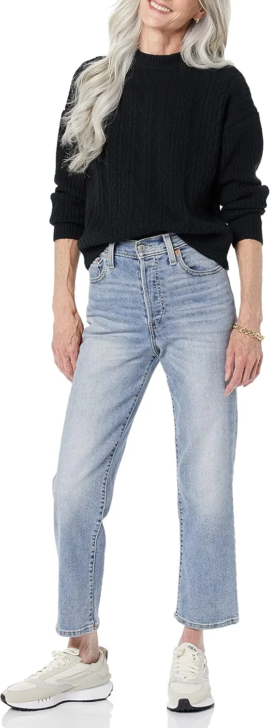 Amazon Essentials Women's Cable Knit Sweater, Soft-Touch Modern Crewneck, Plus Size Available