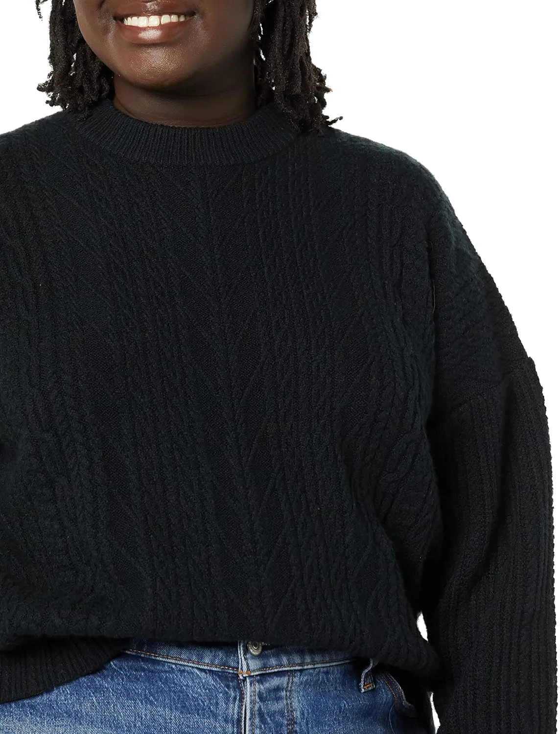 Amazon Essentials Women's Cable Knit Sweater, Soft-Touch Modern Crewneck, Plus Size Available
