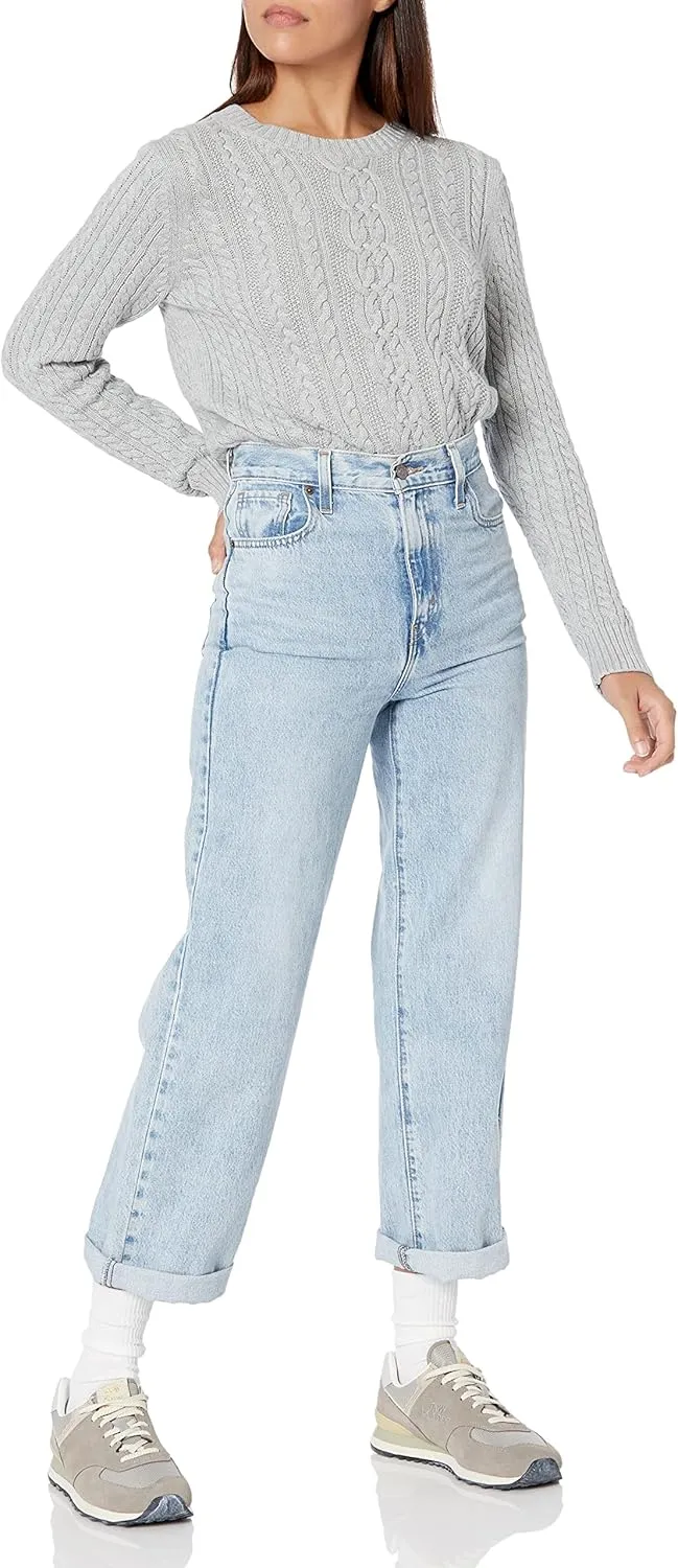 Amazon Essentials Women's Fisherman Cable Long-Sleeve Crewneck Sweater (Available in Plus Size)