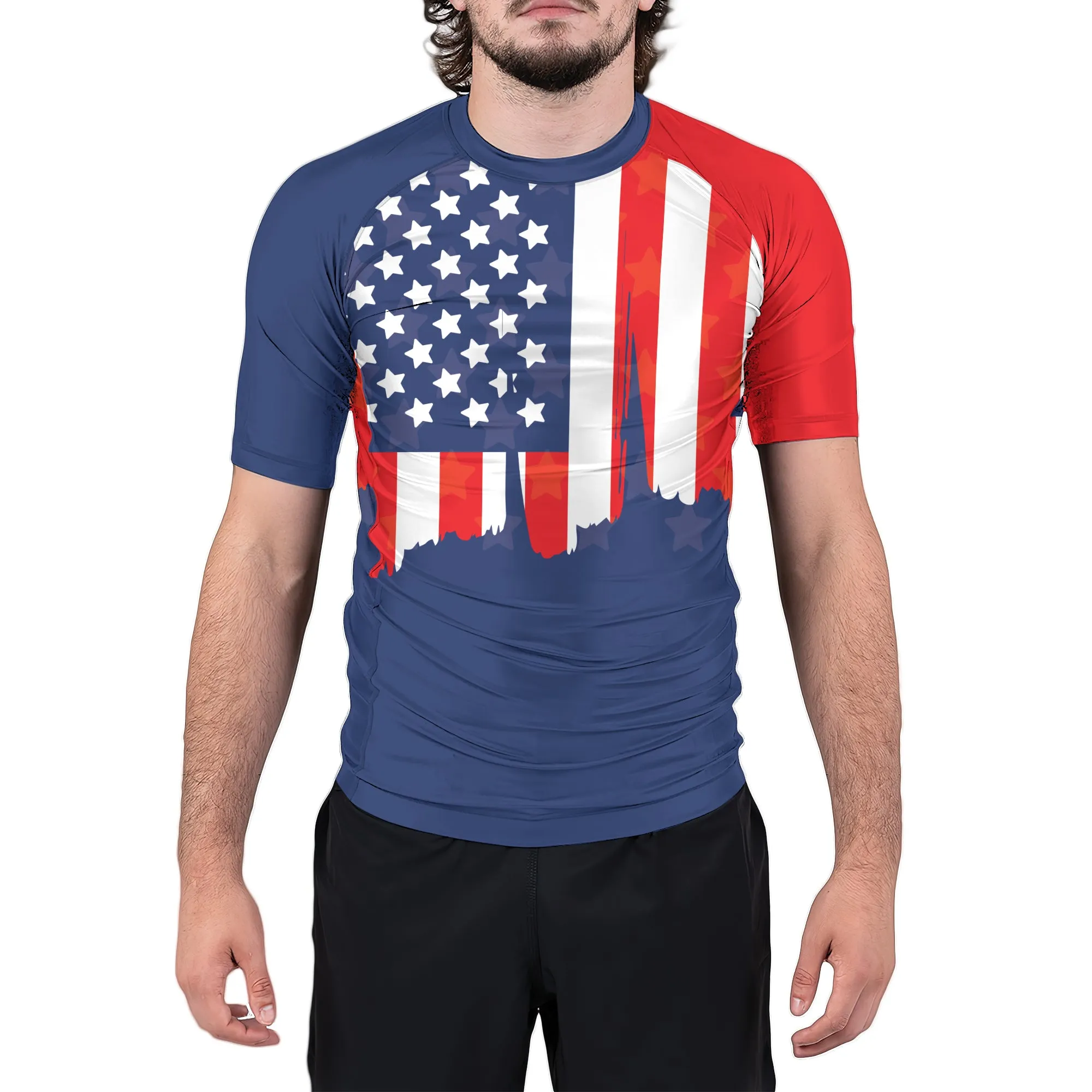 American Flag Men's Short Sleeve Rash Guard