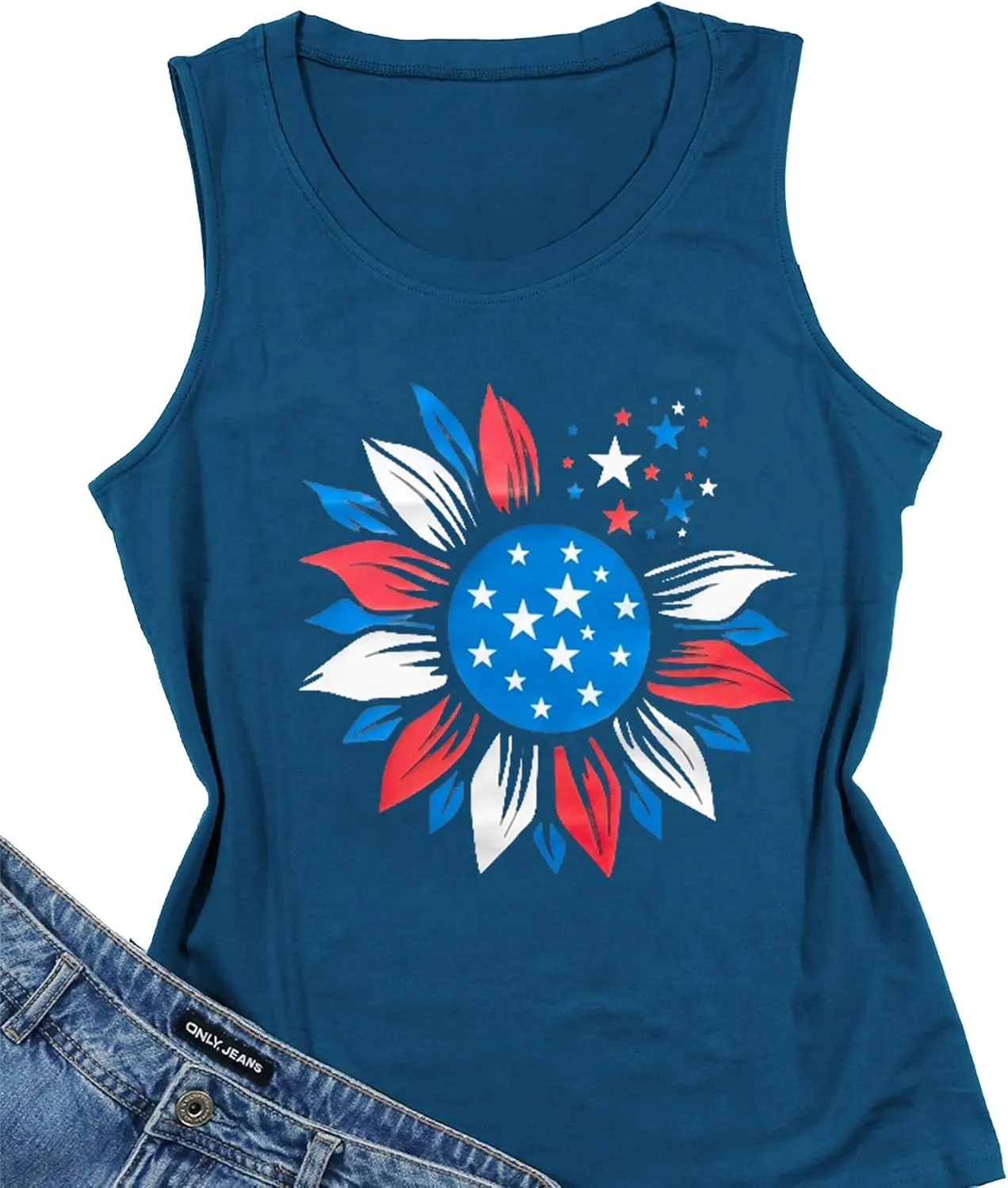 American Flag Tank Tops Women 4th of July Patriotic Shirt USA Flag Stars Stripes Tee