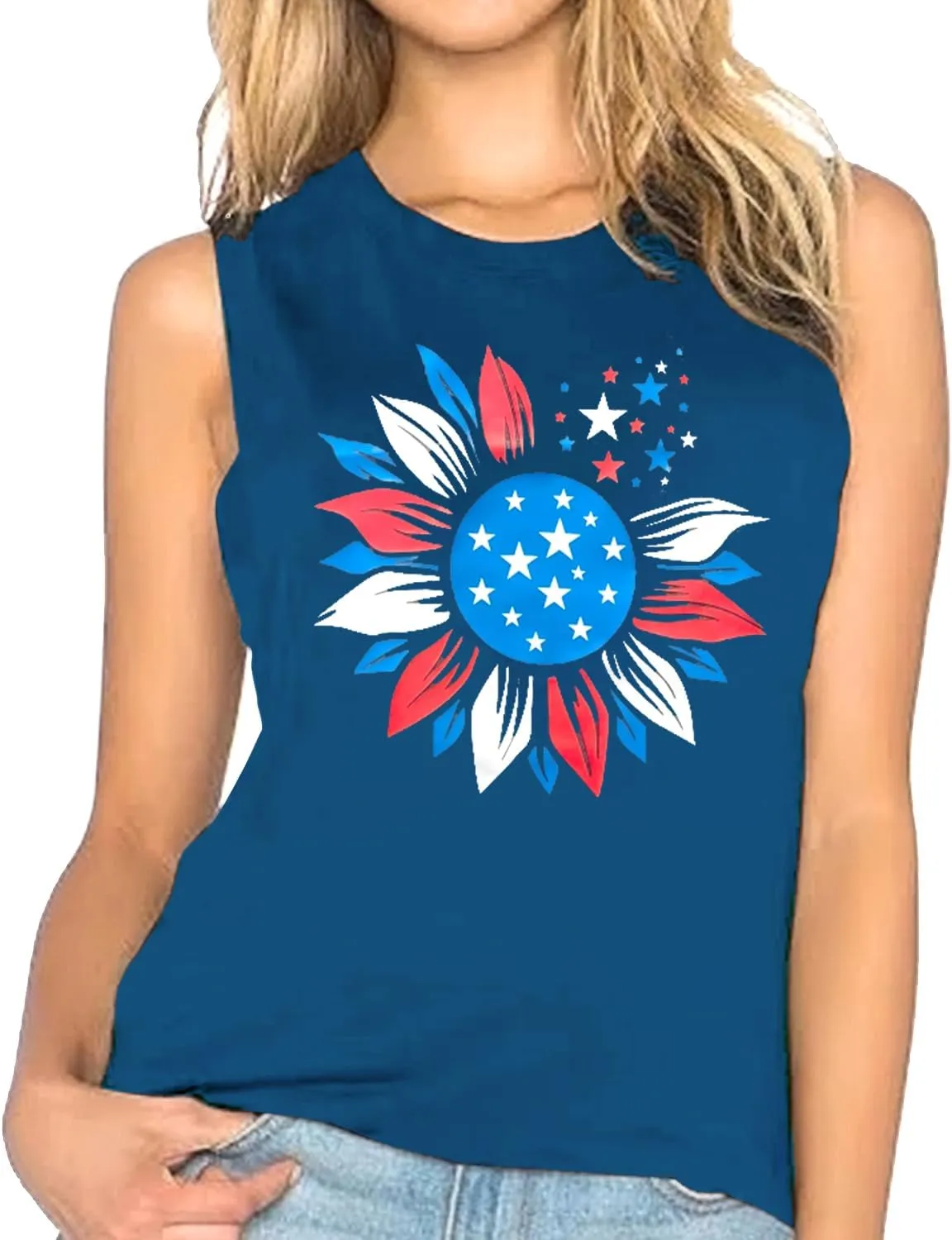 American Flag Tank Tops Women 4th of July Patriotic Shirt USA Flag Stars Stripes Tee