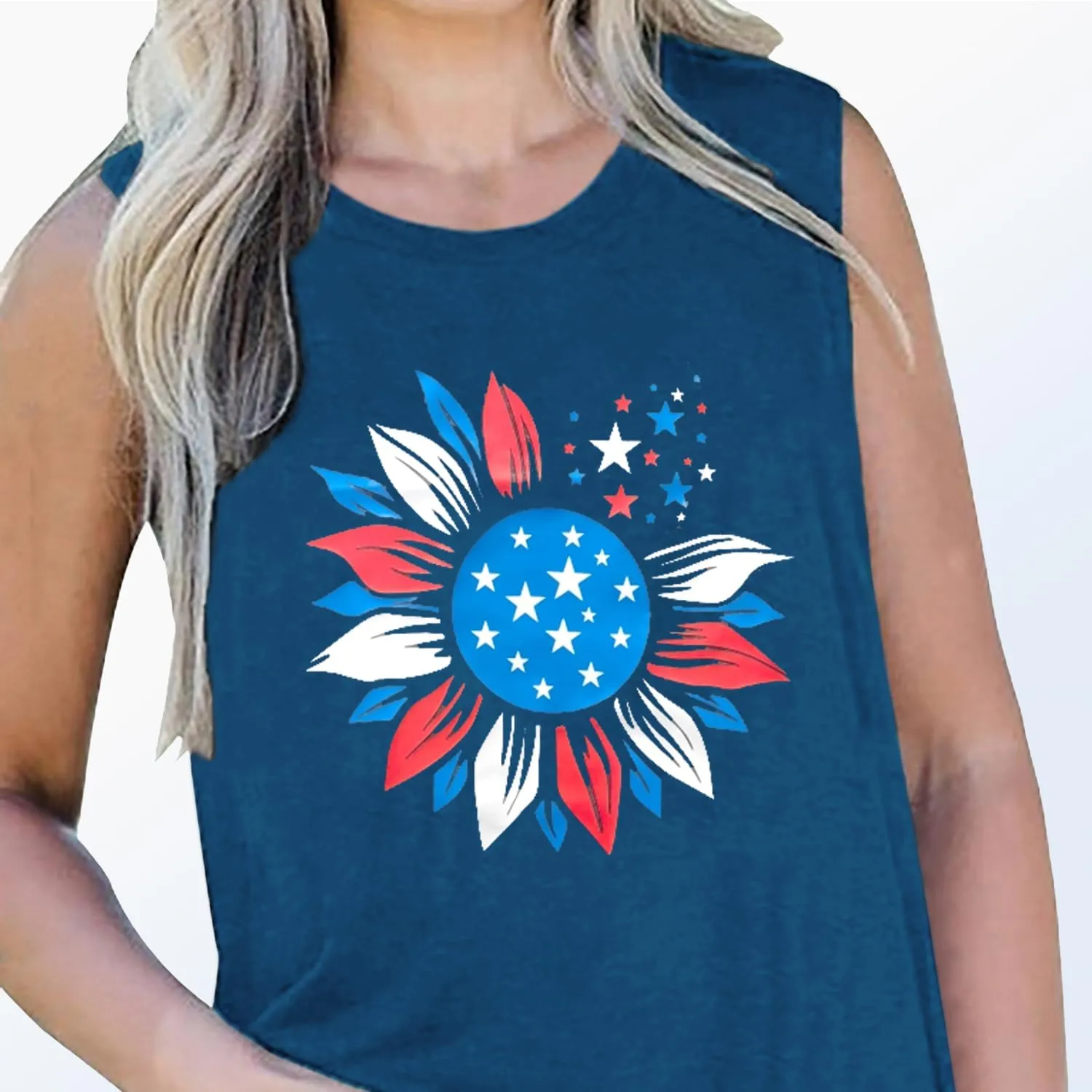 American Flag Tank Tops Women 4th of July Patriotic Shirt USA Flag Stars Stripes Tee