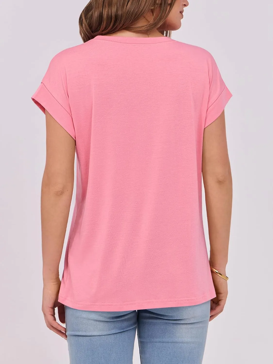ANRABESS Womens Tops Summer Cap Sleeve Basic Tshirts Loose Fit Business Casual Tee Shirts