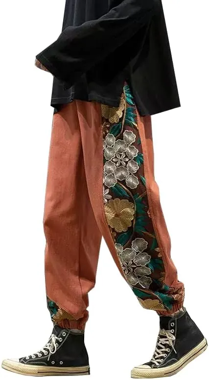 Aoleaky Spring Autumn Embroidery Patchwork Harem Trousers, Casual Pants, Harajuku Joggers