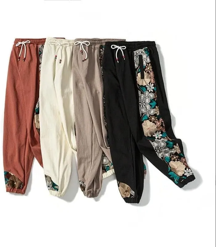 Aoleaky Spring Autumn Embroidery Patchwork Harem Trousers, Casual Pants, Harajuku Joggers