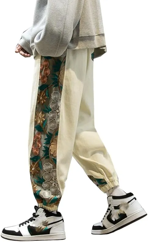 Aoleaky Spring Autumn Embroidery Patchwork Harem Trousers, Casual Pants, Harajuku Joggers