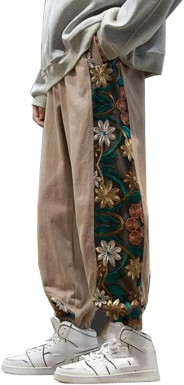 Aoleaky Spring Autumn Embroidery Patchwork Harem Trousers, Casual Pants, Harajuku Joggers