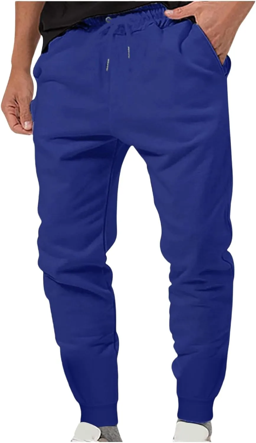 Athletic Sweatpants for Men Drawstring Elastic Waist Tapered Pants Slim Fit Stretch Pants Jogging Sport Sweatpants