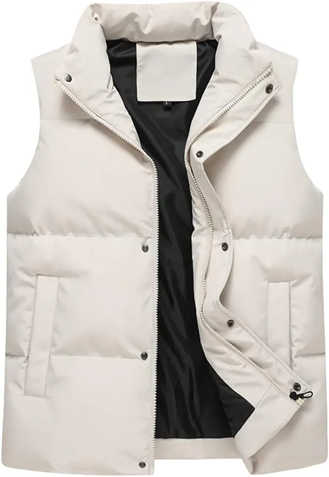 Autumn Winter Mens Parka Vest Outerwear Men Solid Casual Sleeveless Jacket Cotton Padded Waist Coats Male Oversized Vest