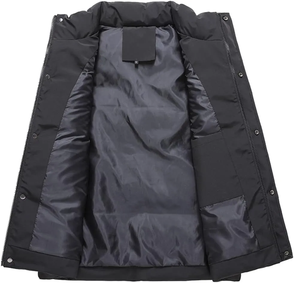 Autumn Winter Mens Parka Vest Outerwear Men Solid Casual Sleeveless Jacket Cotton Padded Waist Coats Male Oversized Vest