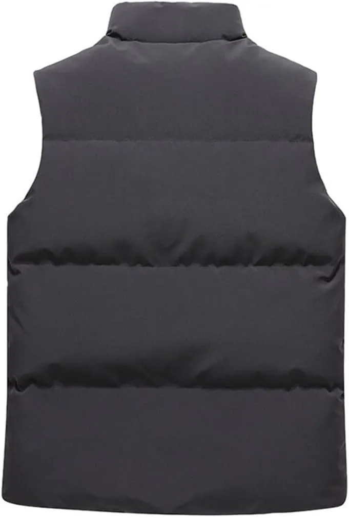 Autumn Winter Mens Parka Vest Outerwear Men Solid Casual Sleeveless Jacket Cotton Padded Waist Coats Male Oversized Vest