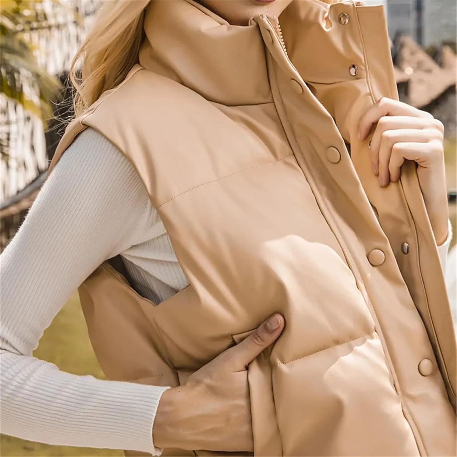 Autumn Winter Warm Vest Women Short Parkas Sleeveless Cotton Padded Waistcoat Down Jacket Zipper Clothes Tops