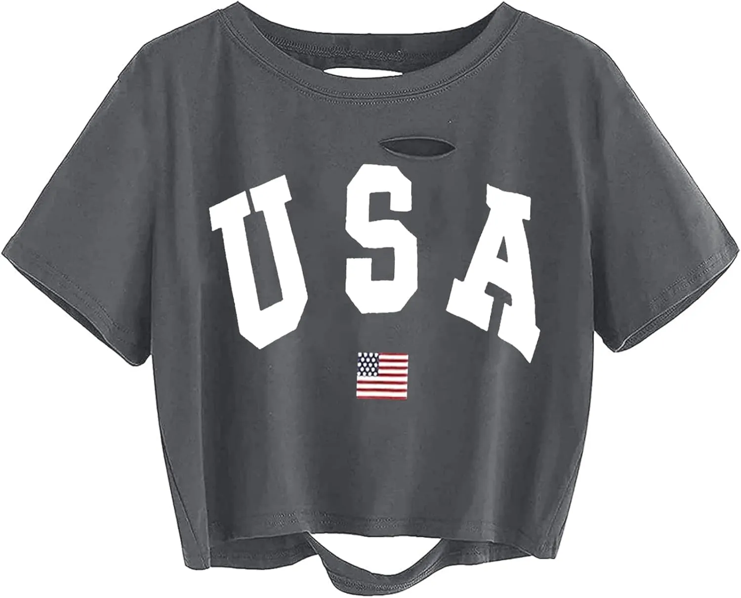 Avanova Women Tie Dye Graphic Ripped Tee Shirt Oversized Short Sleeve Distressed Crop Top