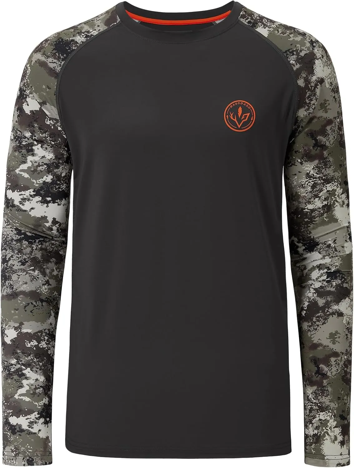 BASSDASH Mens Lightweight Camo Hunting Shirt UPF 50  Sun Protection Long Sleeve Hiking Fishing Performance Tee Mesh Panels