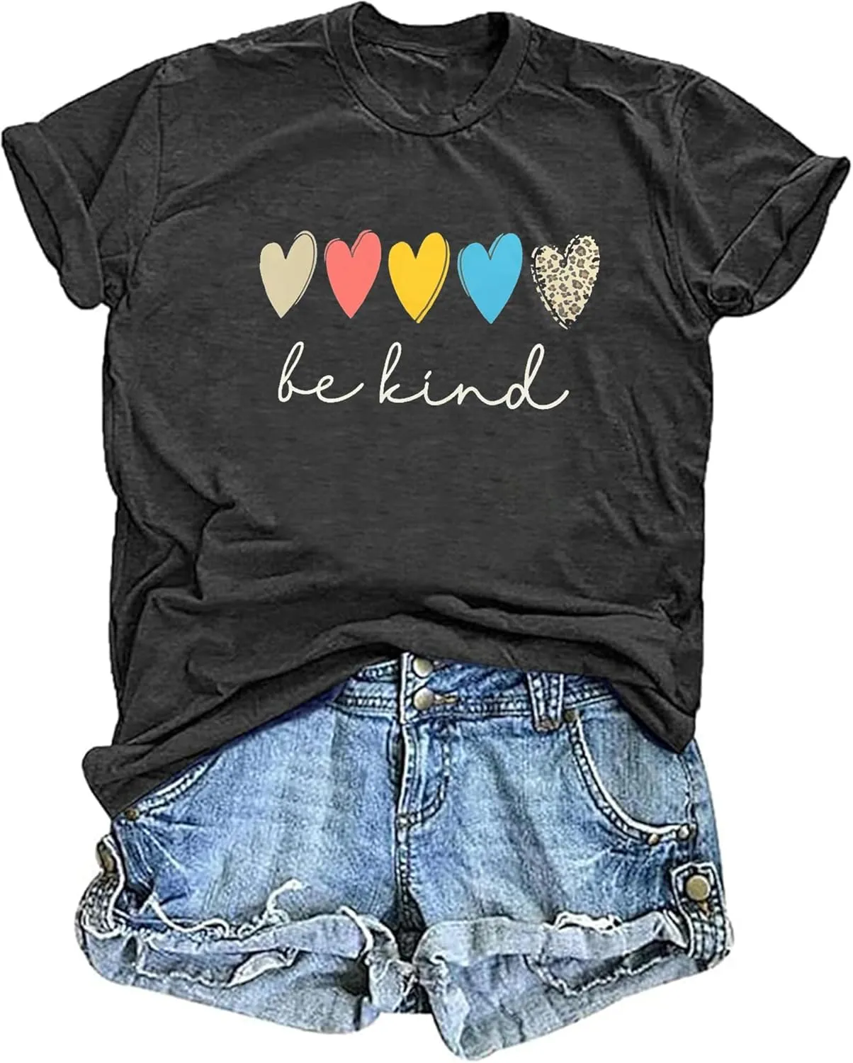 Be Kind Tie Dye T-Shirt for Women Inspirational Graphic Tee Letter Print Casual Short Sleeve Tops