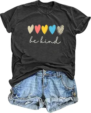 Be Kind Tie Dye T-Shirt for Women Inspirational Graphic Tee Letter Print Casual Short Sleeve Tops