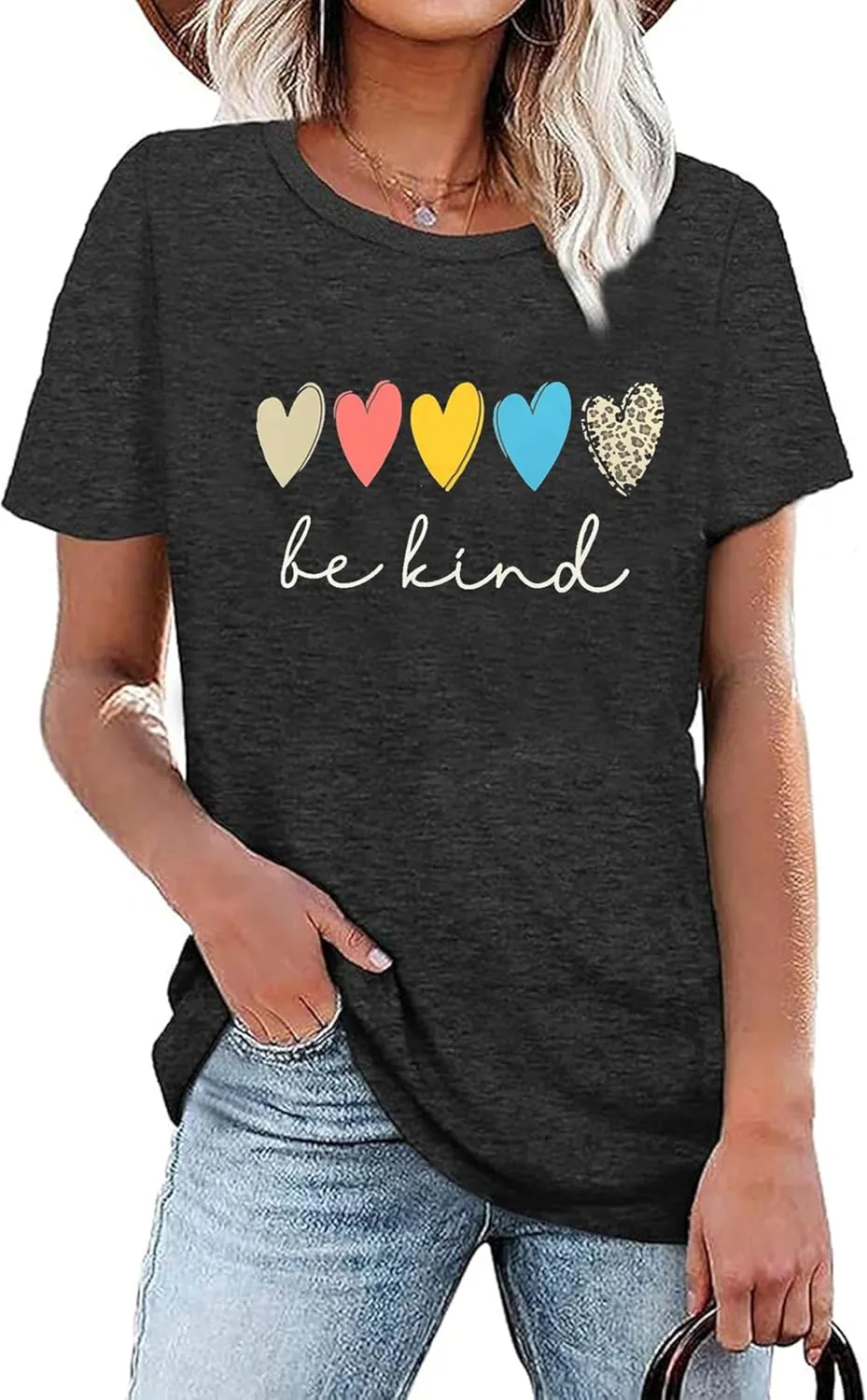 Be Kind Tie Dye T-Shirt for Women Inspirational Graphic Tee Letter Print Casual Short Sleeve Tops