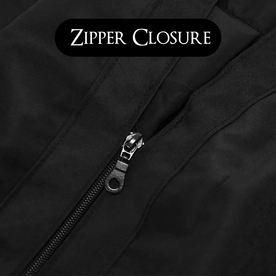 Betty Dain Professional Zip Front Salon Stylist Vest, V-Neck, Iridescent Fabric, Adjustable Belt, Two Lower Pockets with Zippered Bottoms, Lightweight, Machine Washable Nylon, Black, XL