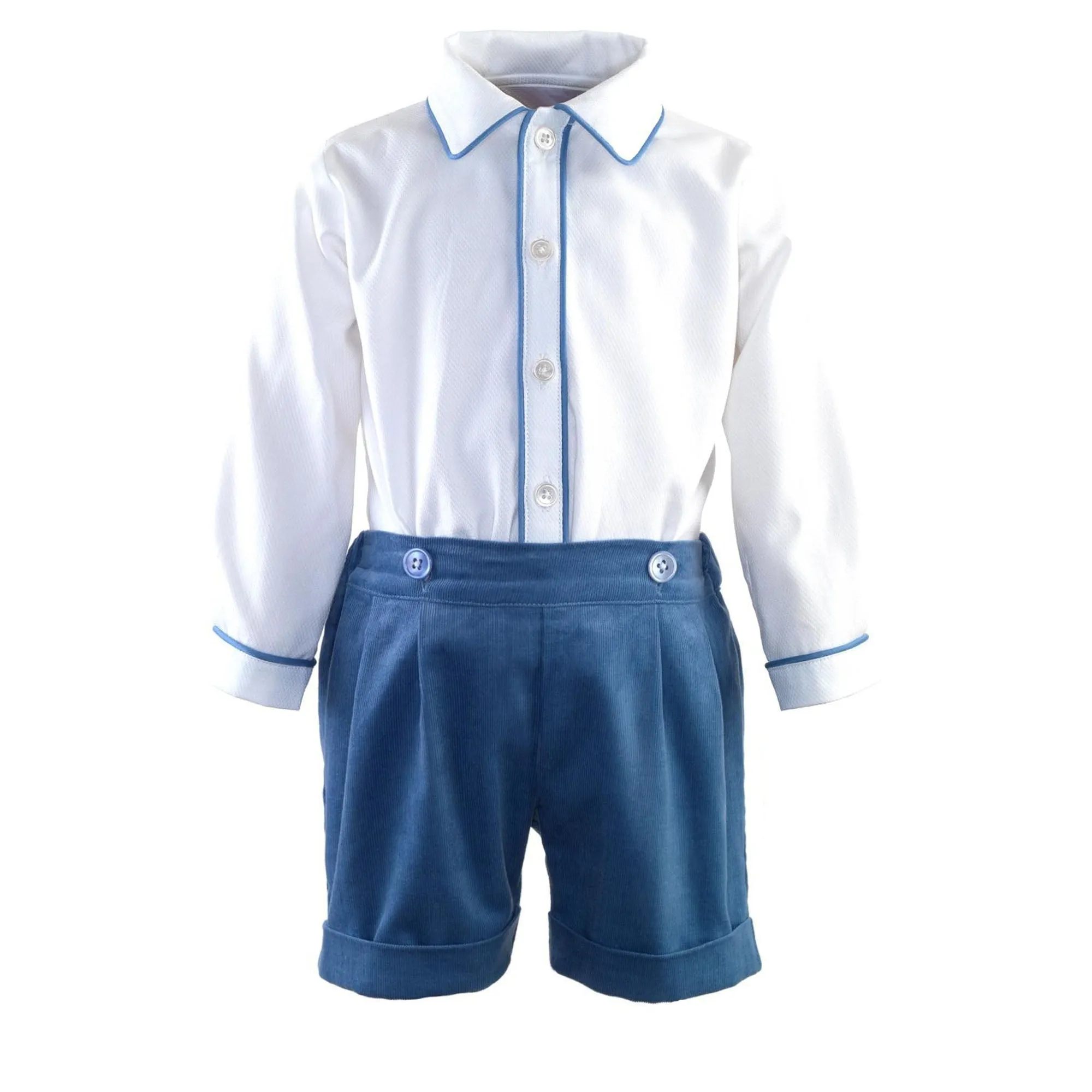 Blue Cord Short & Shirt Set