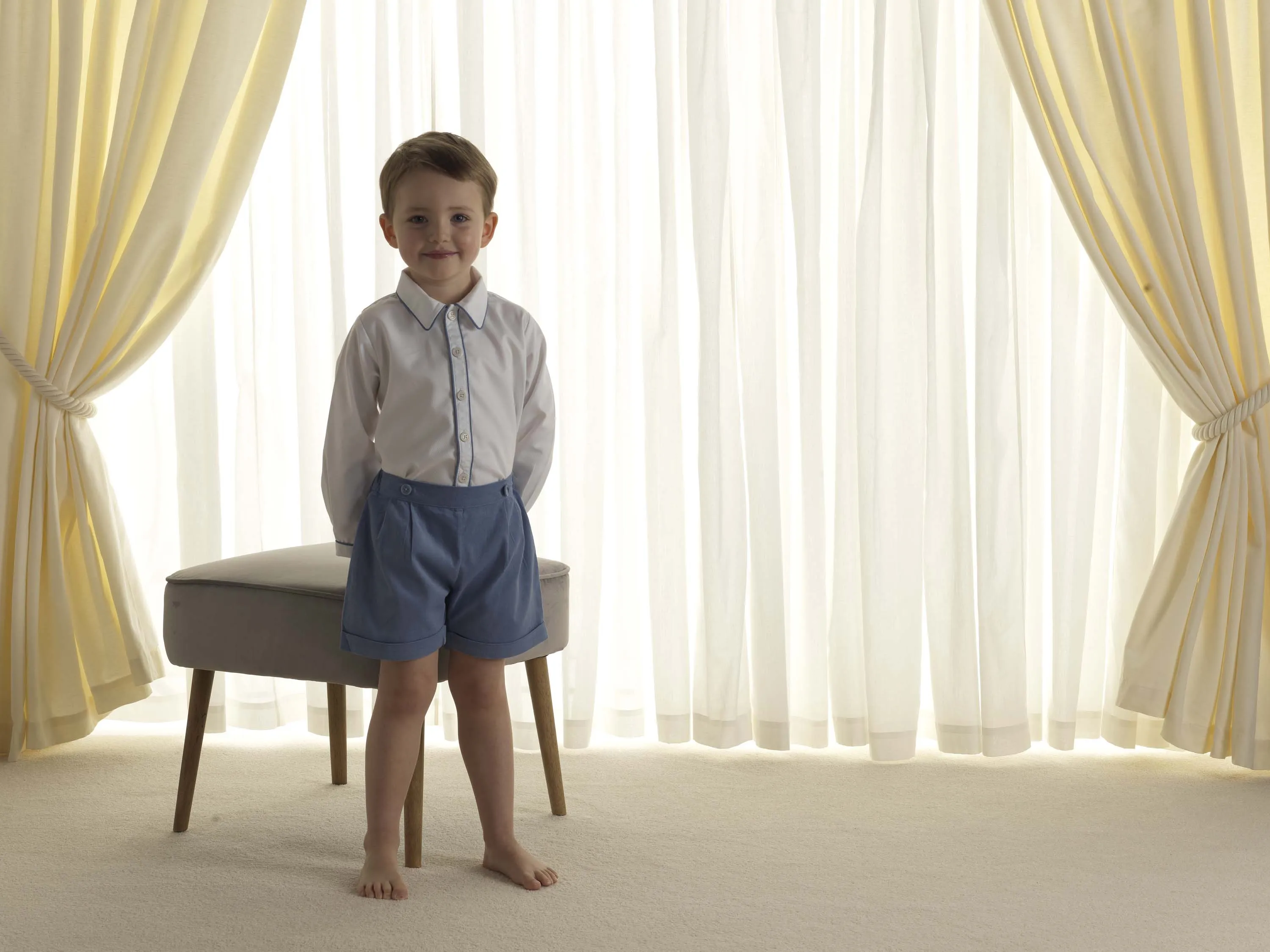 Blue Cord Short & Shirt Set