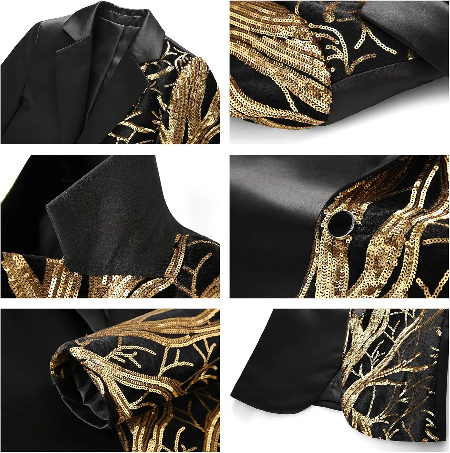 Boys Formal Tuxedo Suit Set Size 4-16 Sequin Blazer 2 Piece Satin Jacket Black Pants Kids and Teen Boys Dress Outfit