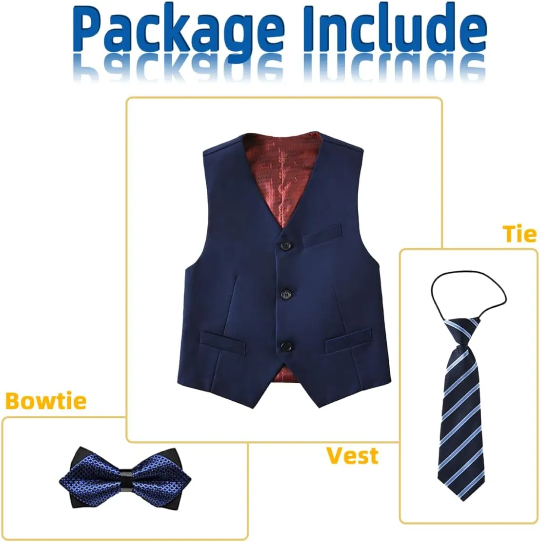 Boy's Suit Vest with Bowtie and Tie Kids Suits for Boy Adjustable Back Strap Vest Set