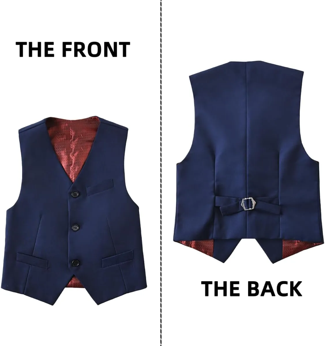 Boy's Suit Vest with Bowtie and Tie Kids Suits for Boy Adjustable Back Strap Vest Set