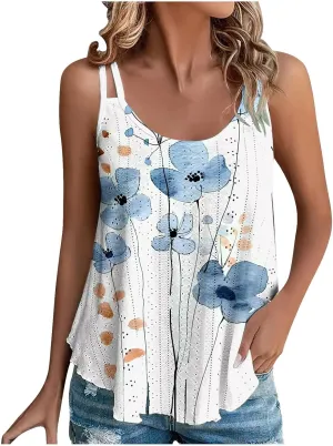 Camisole Tops for Women Eyelet Casual Tank Tee Sundress Sleeveless Cleavage Racerback Basic Fashion Clothes