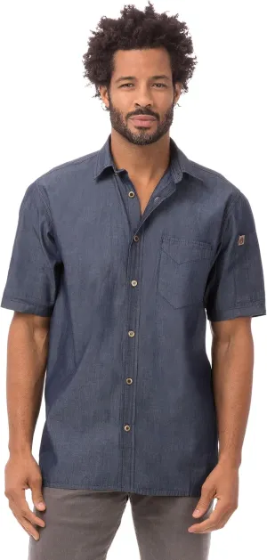 Chef Works Men's Detroit Short Sleeve Denim Shirt