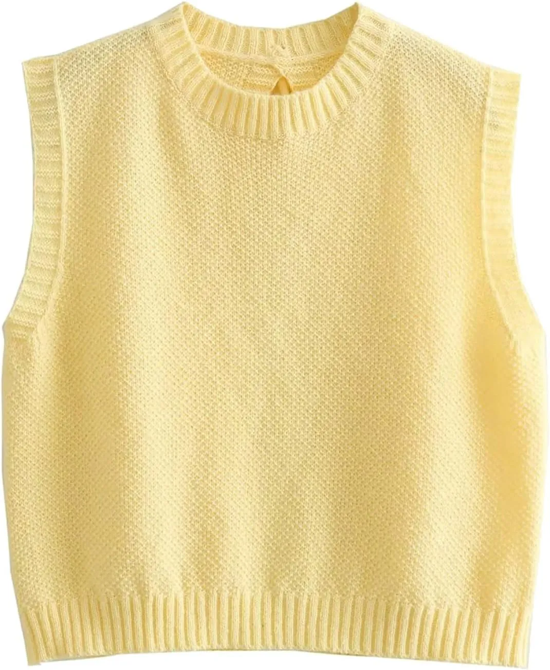 Cioatin Women Y2K Backless Tie Up Knit Crop Sweater Vest Sleeveless Round Neck Split Open Back Pullover Summer Tank Tops