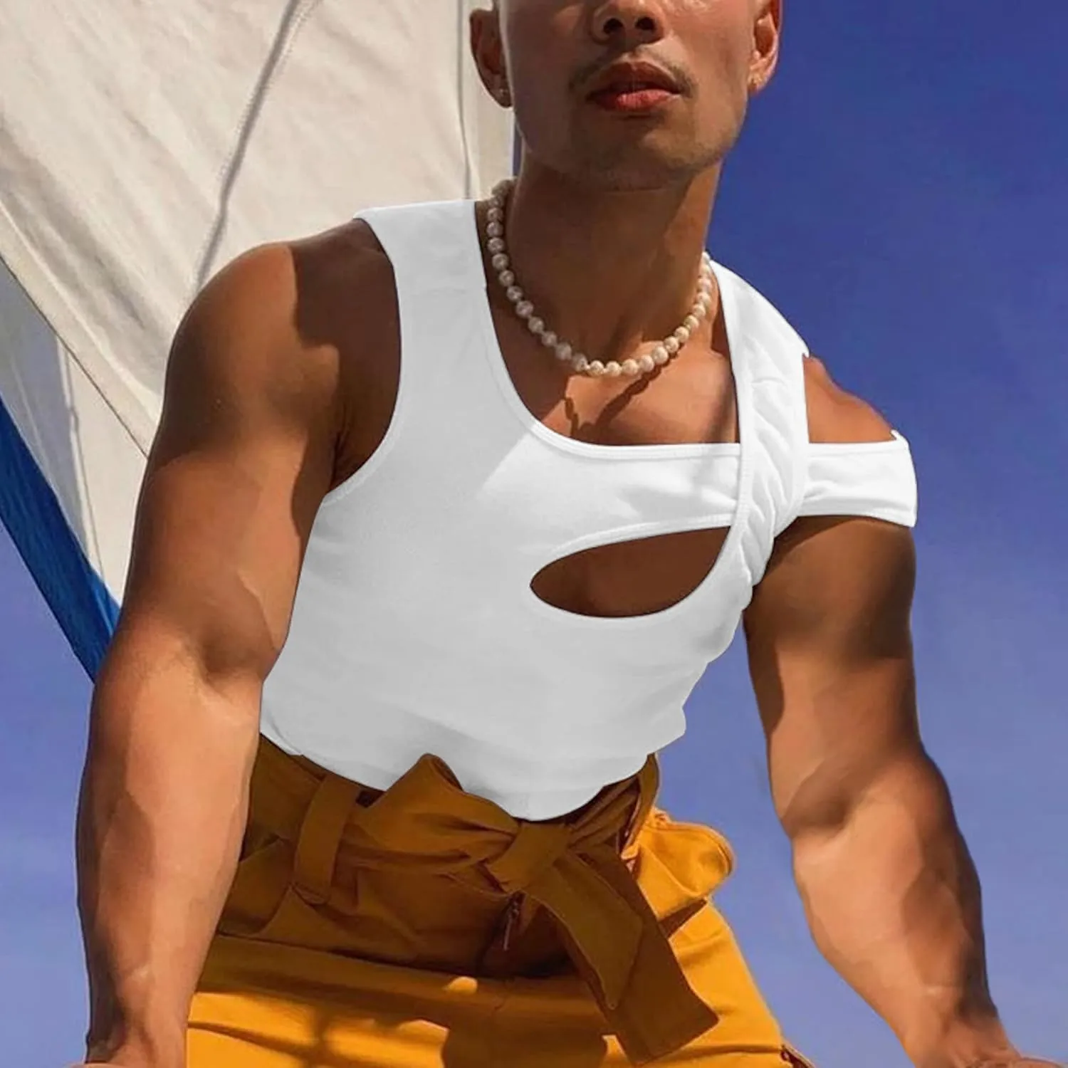 cloudmall Men's Summer Fashion Tank Tops Sexy Sleeveless T Shirts Punk Tee Vest Streetwear