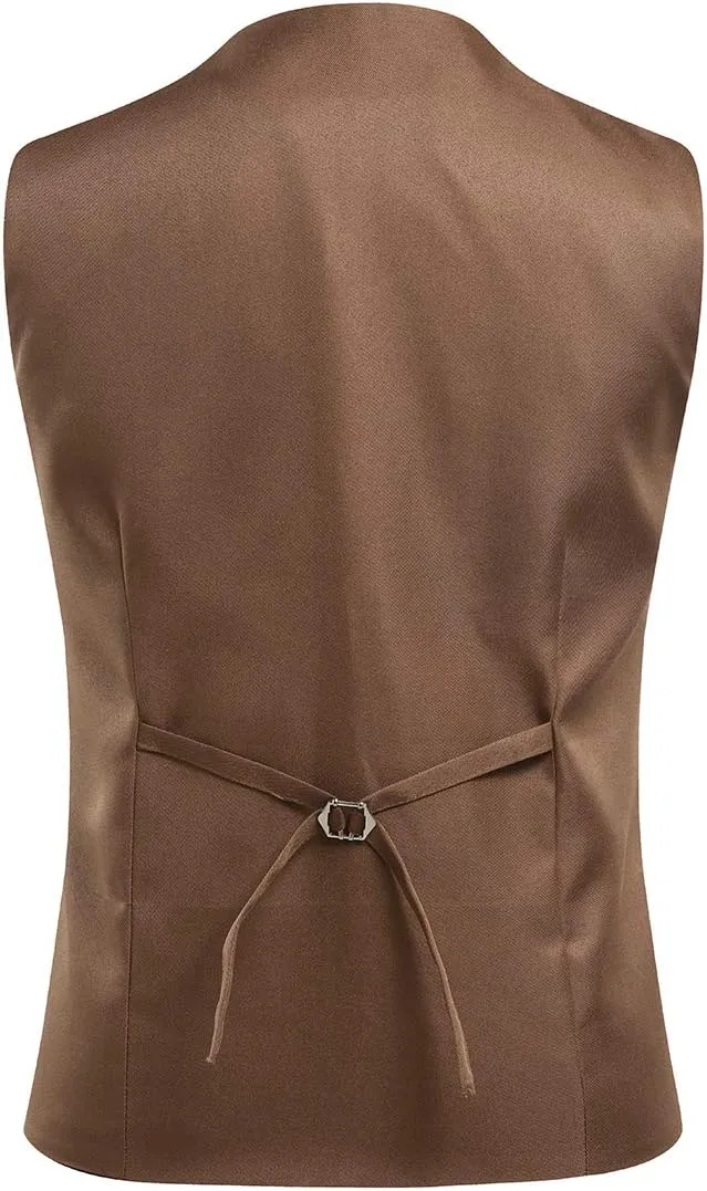 Cloudstyle Mens V-Neck Dress Suit Business Casual Suit Vest Waistcoat 5 Button Slim Fit