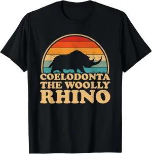 Coelodonta Woolly Rhino - Vintage Sunset Paleontologist T-Shirt