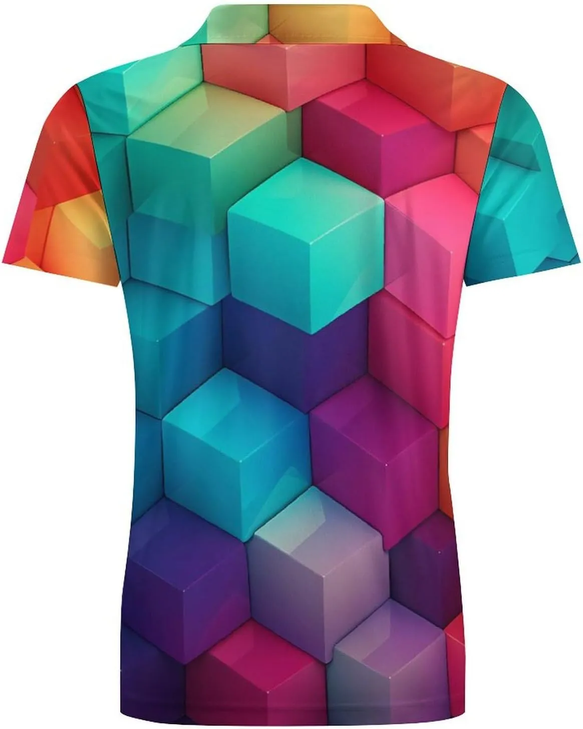 Color Cubes Men's Polo Shirt Short Sleeve Casual Athletic Quick Dry Golf T-Shirts